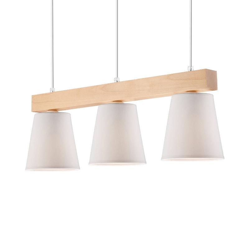 LAMKUR SUSPENSION ALDONN ABAT-JOUR TISSU, TROIS LAMPES