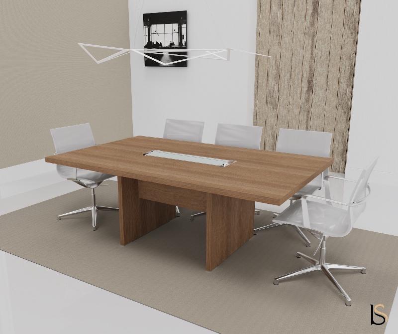 Table de réunion rectangulaire TAK - Mobel Linea. - Oui, 200, Acacia foncé_0