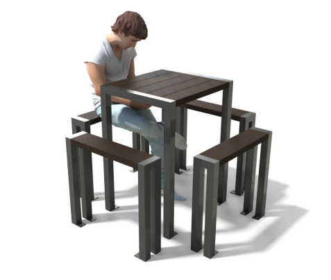 Table haute élégance - plastique-composite et métal - livrée montée avec assis-debout_0