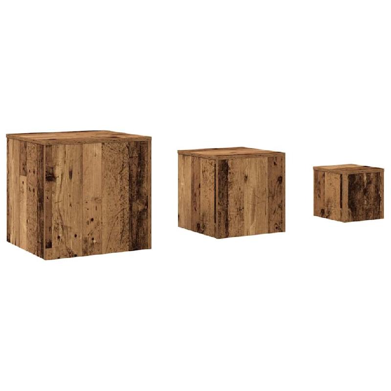 Tables d'appoint 3 pcs chêne artisanal bois d'ingénierie Modèle Apex Prestige - 856677_0