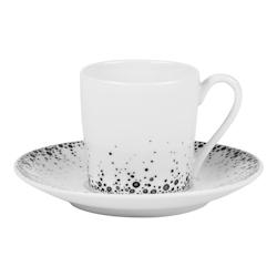 Tasses et sa sous-tasse Boréalis gris 12 cl x6 -  Blanc Rond Porcelaine Table Passion - blanc porcelaine 3106232300226_0