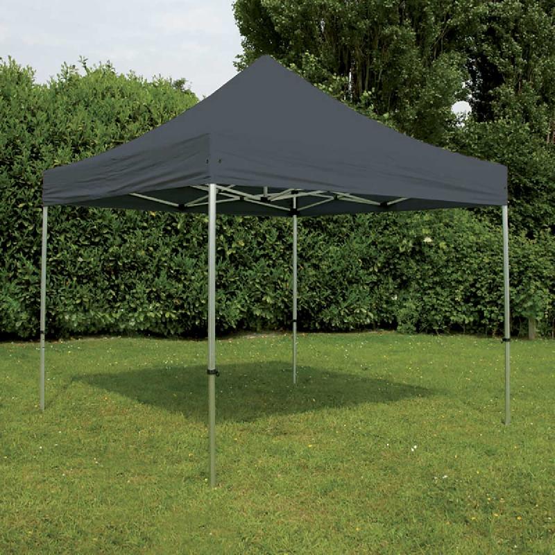 Tente pliante 4x4m grise - aluminium hexagonal 40mm - toit imperméable PVC 300g/m²_0