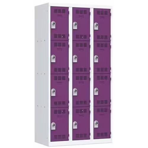 Vestiaire multicases 4 cases par colonne serrure 3 gris clair violet_0