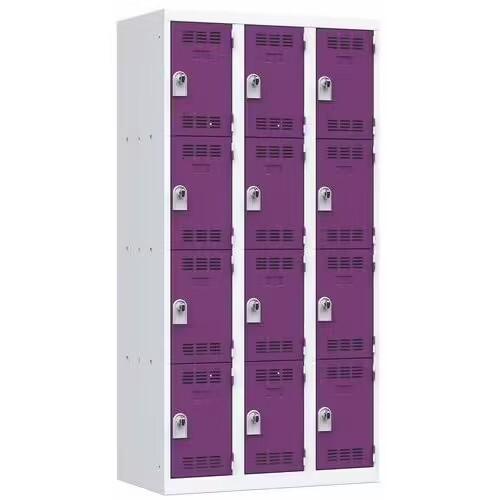 Vestiaire multicases 4 cases par colonne serrure 3 gris clair violet_0