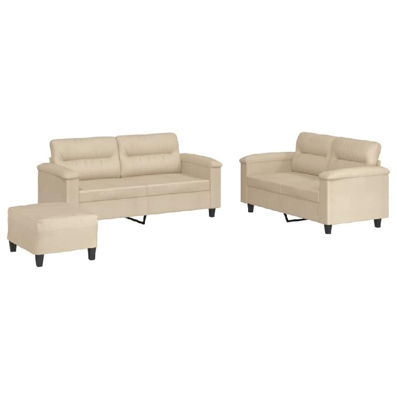 VidaXL Ensemble de canapés 3 pcs avec coussins crème tissu microfibre Modèle Corvessa - 3202324_0