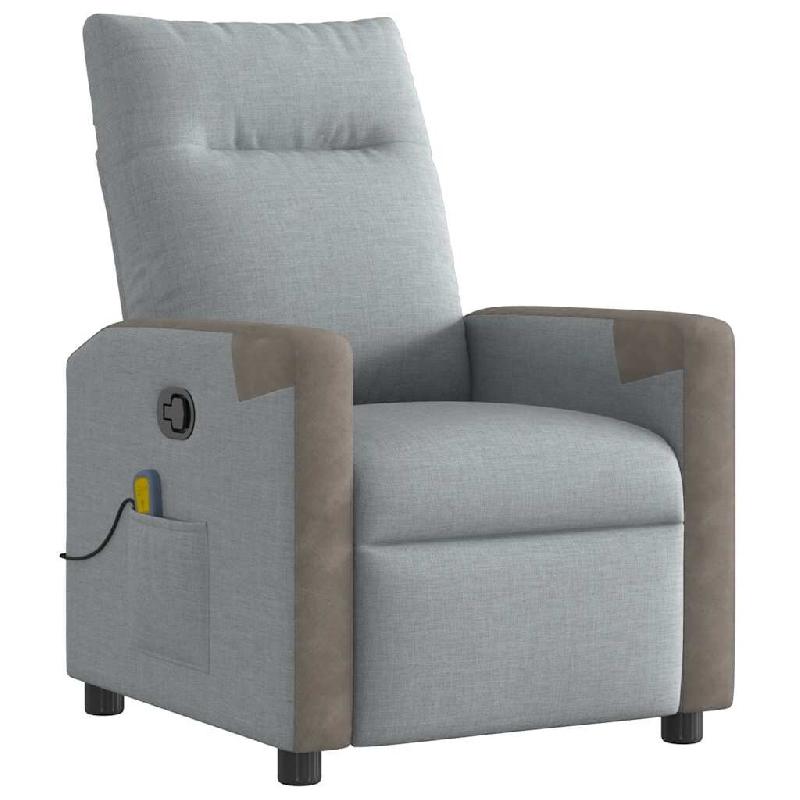 VidaXL Fauteuil de massage inclinable Gris clair Tissu Modèle Wermontel - 8721158657886_0