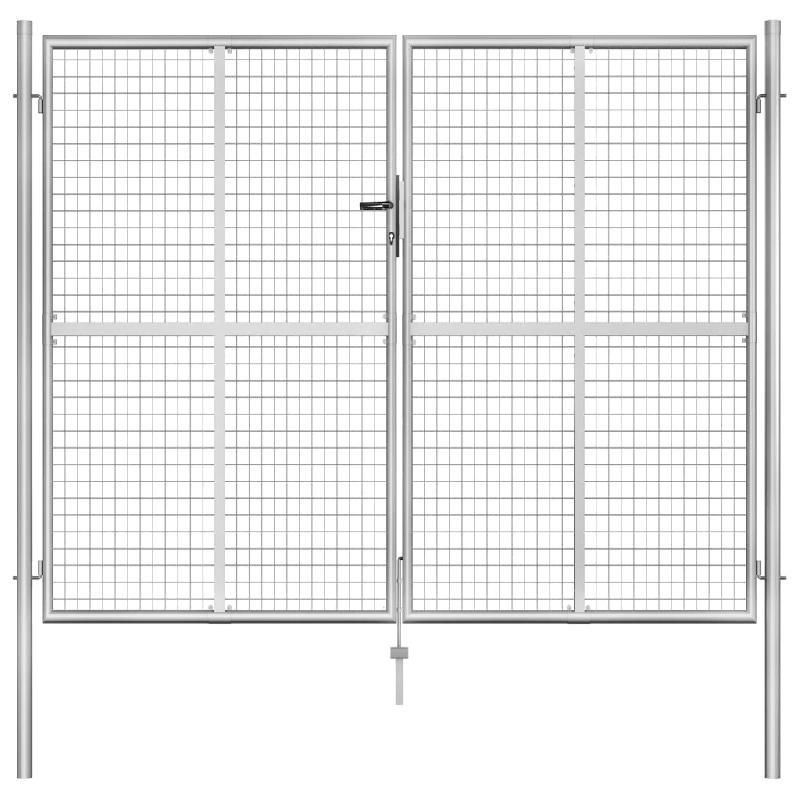 Vidaxl porte de jardin acier galvanisé 306x250 cm argenté 144766_0