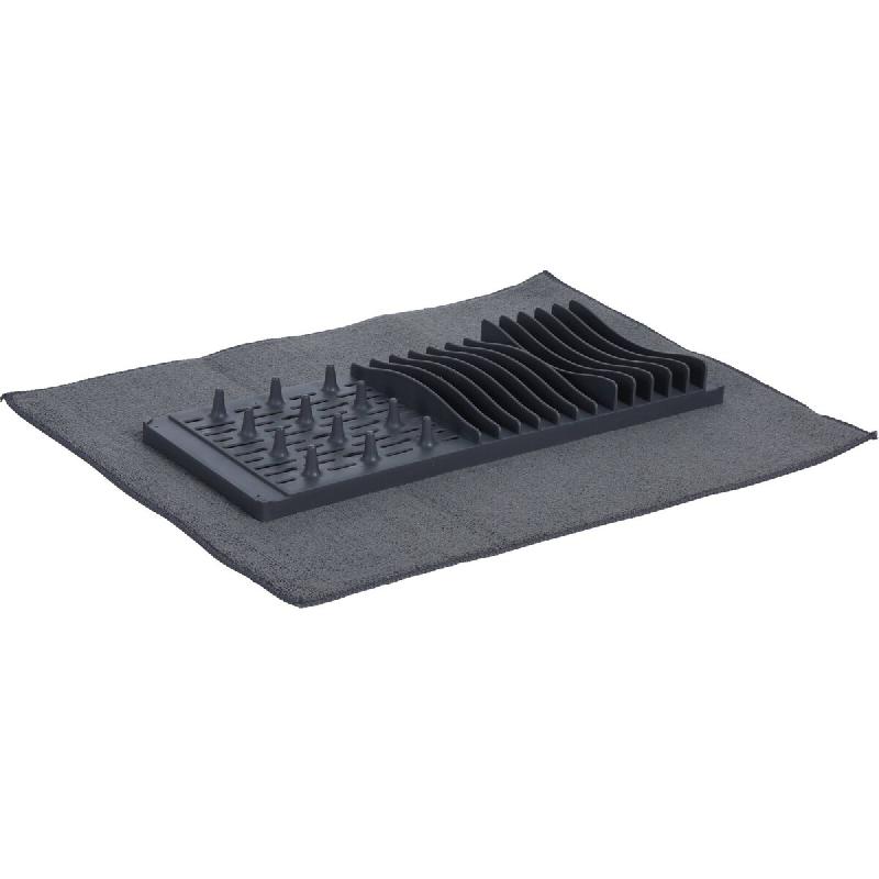 WellHome - Égouttoir à Vaisselle avec tapis de séchage en microfibre de couleur grise - gris plastique polypropylène WH14613_0