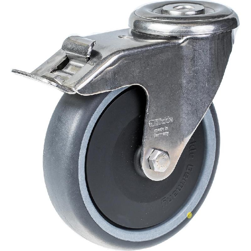 Roulette pivotante/frein de 125 mm en acier inoxydable avec disque conducteur gris_0