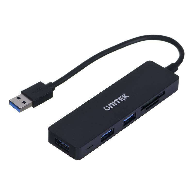 UNITEK H1108A - Hub USB 3.2 Gen 1 Type-A avec lecteur de cartes mémoire intégré - 5000 Mbit/s - Noir_0