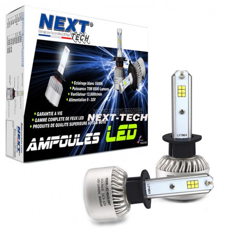 Ampoules H1 LED mini ventilées 75W - Next-Tech® - Compactes, puissantes et blanc pur_0