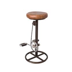 Anticline Créations Tabouret cycliste assise cuir, Ø 38 X H73, Assise Ø 31 - marron cuir CD883_0