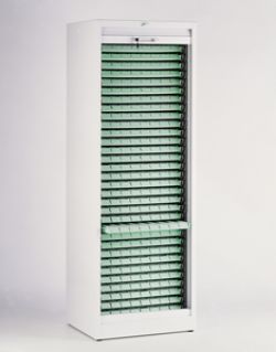 Armoire de stockage de piluliers A1C - portes rideaux, serrure à clés, 32 plateaux pour piluliers type G2_0