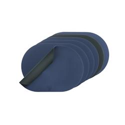 Bjorn Set de table ovale réversible - 6 pièces - Cuir recyclé bleu nuit et gris anthracite - multicolore 3701488308288_0