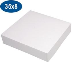 Firplast - Boîte pâtissière blanche en carton 350x350x80 mm (x25) avec couvercle intégré - 3104400001166_0