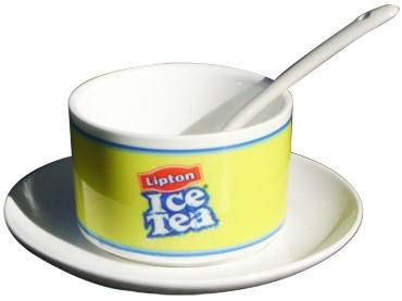 Tasse à café blanche en céramique traitée polyester avec soucoupe et cuillère - imprimable en sublimation_0