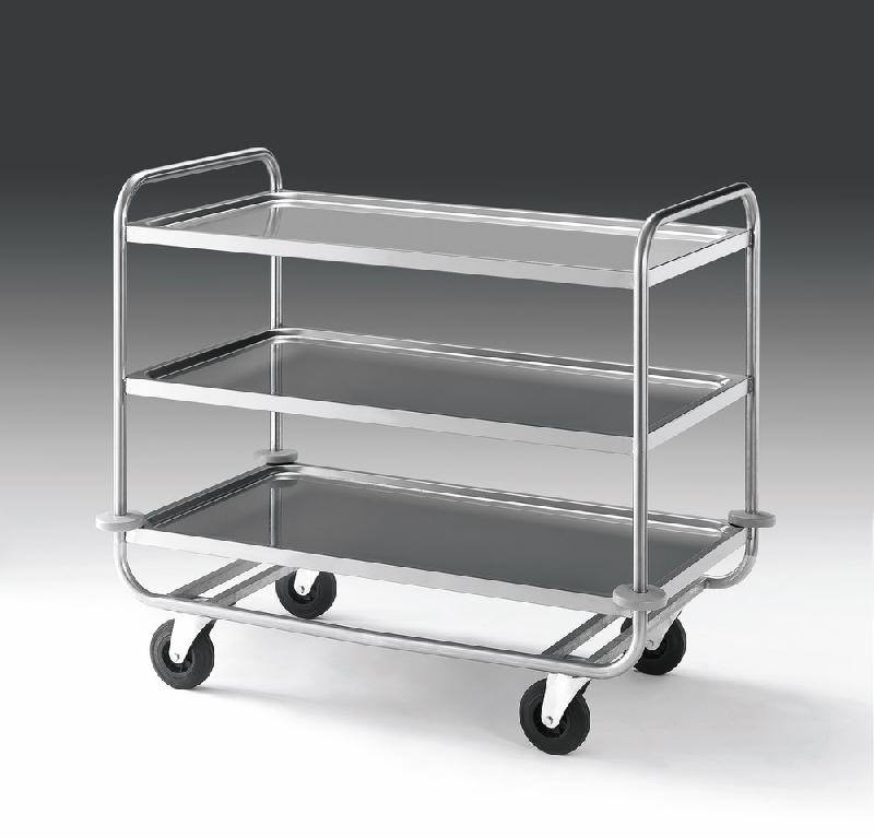 Chariot de service en inox 3 niveaux 1000x500 mm - Référence IFA0002 - Virtus - Capacité 200 kg_0