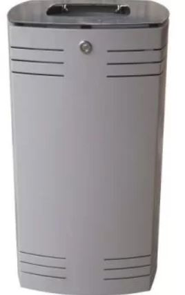 Corbeille AMG 60 L - Acier galvanisé gris argent - Seau amovible et couvercle verrouillable - RAL 9006_0