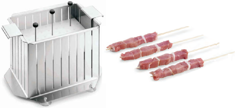 Coupe-brochettes manuel - fabrication italienne - 54 brochettes régulières et compactes - plaque poussoir en polyéthylène_0