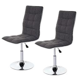 Décoshop26 - Lot de 2 chaises de salle à manger hauteur réglable en tissu gris CDS04093 - gris 3000244480542_0