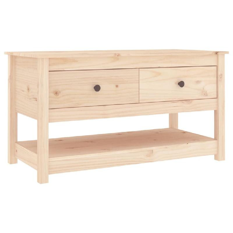 Décoshop26 - Table basse de salon avec tiroirs et étagère design moderne 102 x 49 x 55 cm bois massif de pin DEC036967 - Bois massif 3000263024239_0