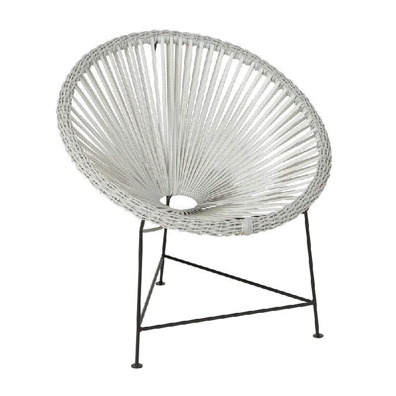 Fauteuil design AGAFI - rotin blanc - forme œuf - utilisation intérieure et extérieure_0