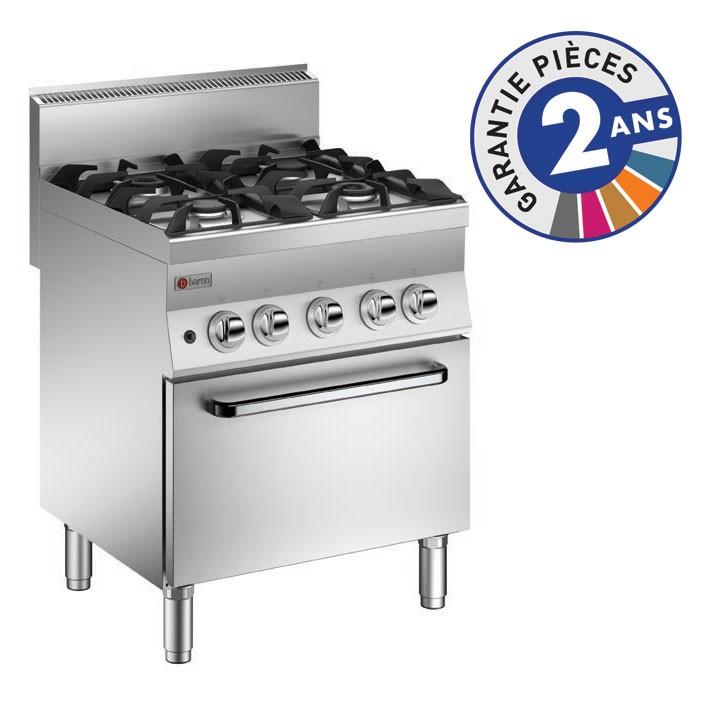 Fourneau - 4 feux vifs gaz sur four électrique - Gamme 650 - Baron 60PCGFE722 - construction inox, brûleurs à flamme stabilisée, GN 1/1_0