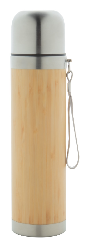 Gourde thermos en acier inoxydable - revêtement bambou - 420 ml_0