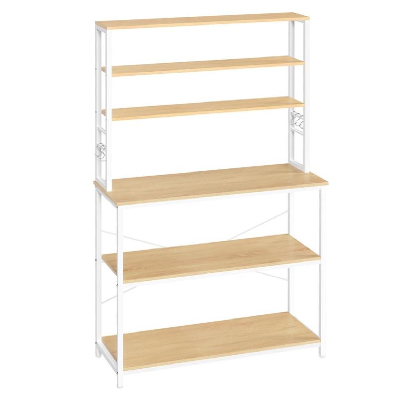 Helloshop26 - Étagère de cuisine étagère pour machine à café 6 étagères et 6 crochets pour four à micro-ondes 40 x 100 x 167 cm 12_0005681 -_0