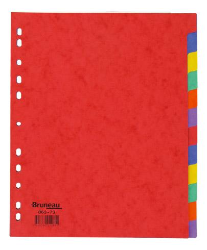 LOT DE 2 - INTERCALAIRE A4+ CARTE LUSTRÉE COLORÉE BRUNEAU 12 ONGLETS NEUTRES MULTICOLORES - 1 JEU