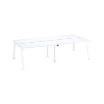 Pôle de 4 bureaux droits blanc L 140 x P 60 cm, piétement métal blanc - Arch_0