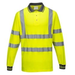 Portwest - Polo coton majoritaire manches longues HV Jaune Taille L - L 5036108290369_0