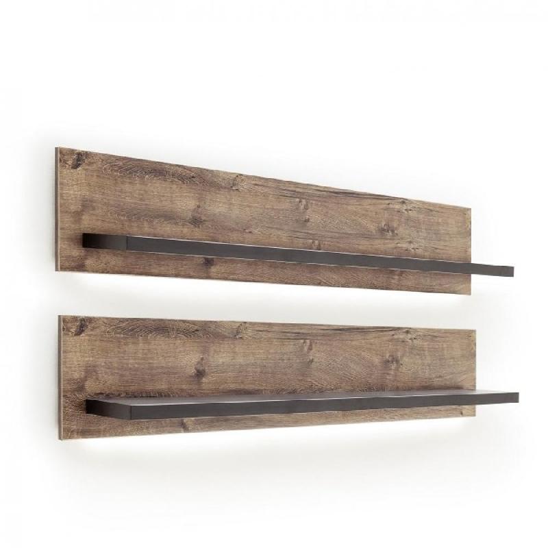 Set de 2 étagères Halton - MDF décor chêne gris cosmos - Style industriel et design_0