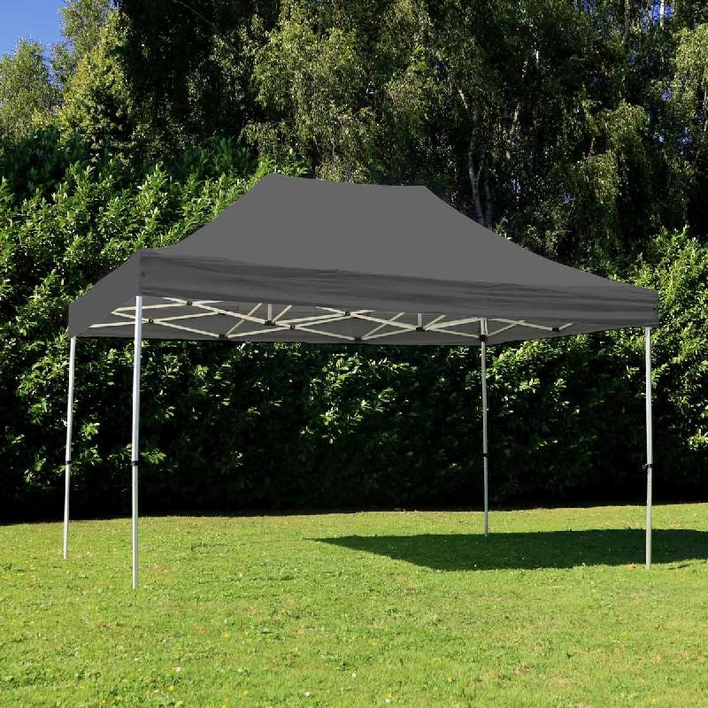Tente pliante 3x4,5m grise - 300g/m² - Structure aluminium hexagonale 40mm - Usage professionnel_0