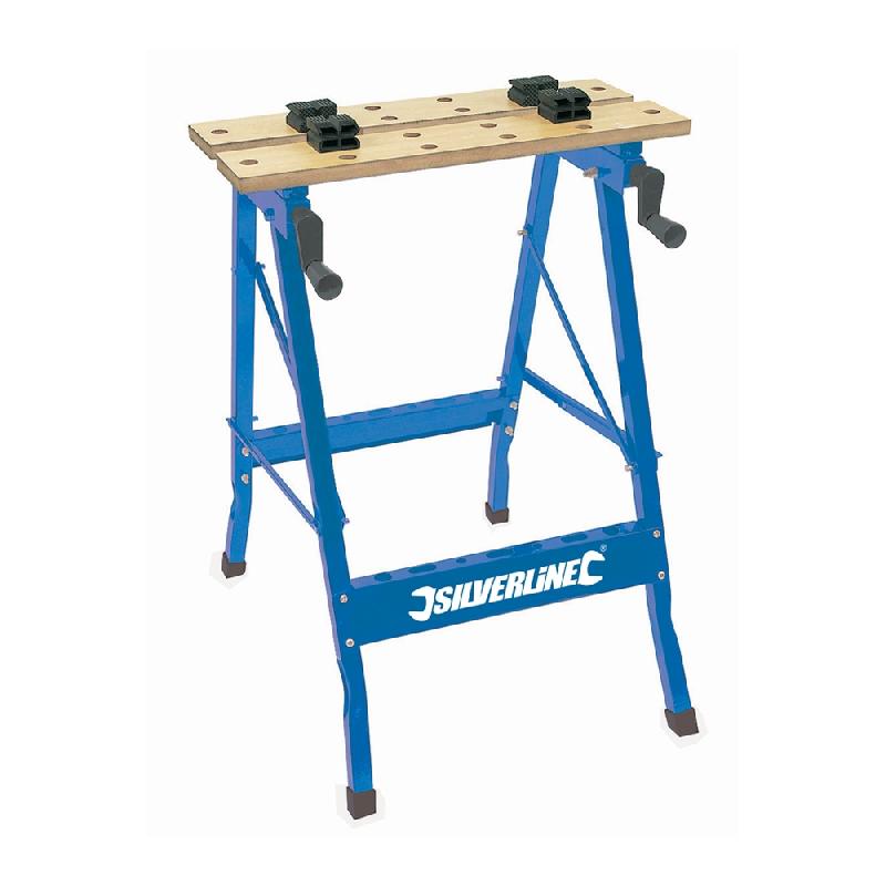 Établi portable 100 kg Silverline TB01 - léger et robuste, pliable pour chantier_0
