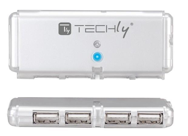 TECHLY IUSB2-HUB599TY - Hub USB 2.0 480 Mbit/s - Argent - 4 ports avec protection contre les surcharges et surintensités_0