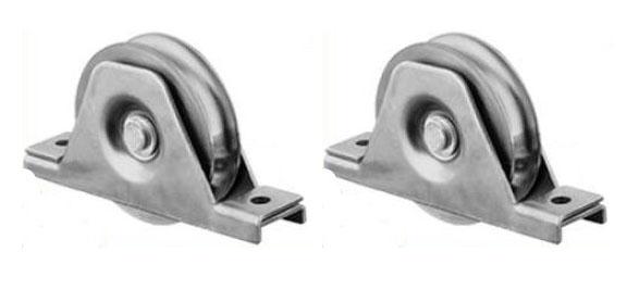 Roue à rainure ronde de 80 mm dans un support à 2 trous - Lot de 2_0