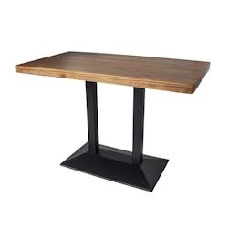 Antic Line Créations Table bistro cirée double pied 110*60 H:75 - marron Bois massif CS1253_0