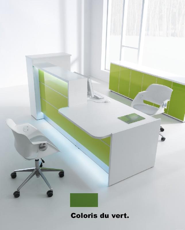 Banque d'accueil Valde droite avec meuble de rangement intégré - MDD - Vert brillant, Droite, 295_1