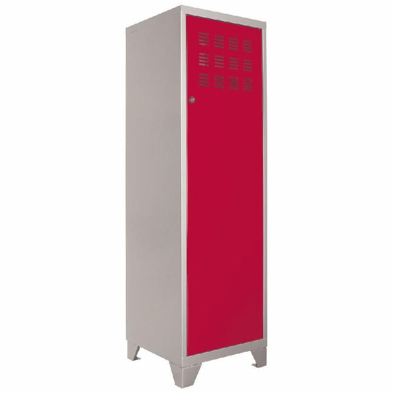 CASIER BUROCOLOR - H. 133 CM - CORPS ALUMINIUM - PORTE ROUGE