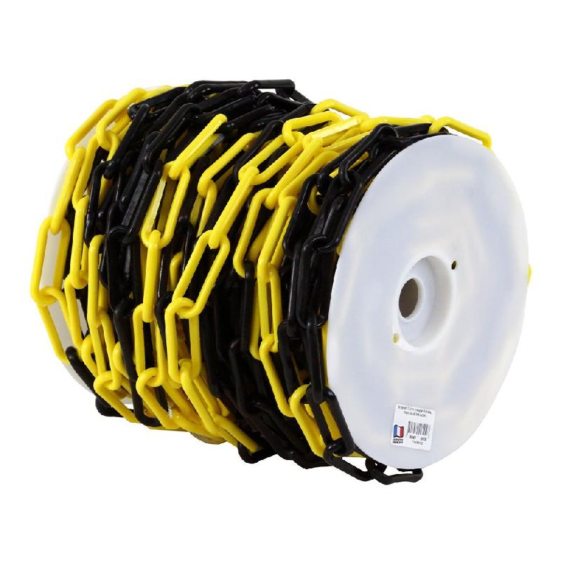 Chaine plastique de balisage jaune et noire vendue au mètre_0