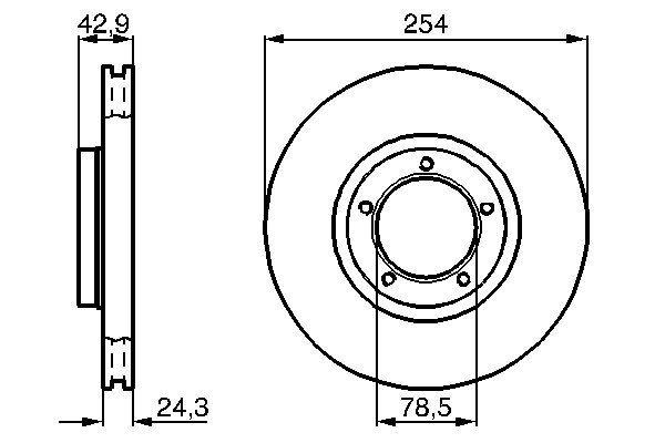 Disque de frein ventilé BOSCH 0986478160 - boîte de 2 disques - 5 trous - épaisseur 24,5 mm_0