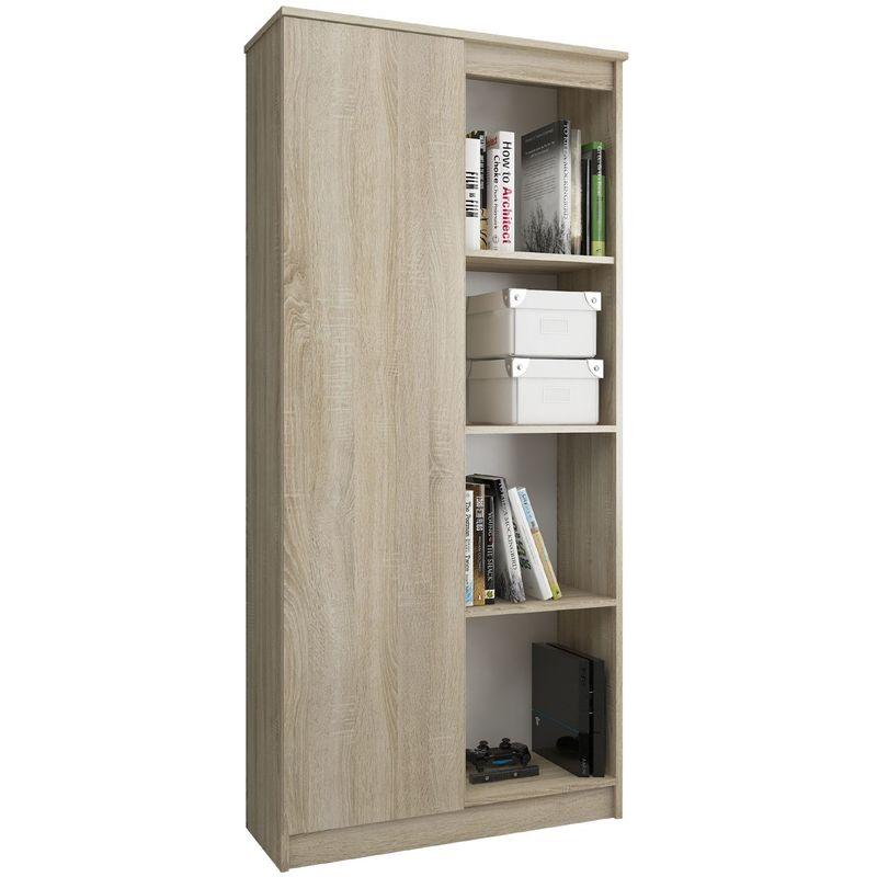 ESSEN - Petite armoire contemporaine chambre/bureau/studio - 180x55x42 cm -  Penderie - Meuble de rangement - Sonoma/Blanc