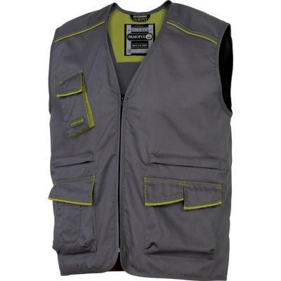 Gilet de travail multipoches polycoton gris et vert Panostyle, Deltaplus, taille XXL_0