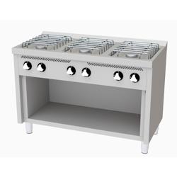 HR FAINCA Fourneau A Gaz Serie 600 Sur Placard - 6 Bruleurs 5,5Kw  - 1200X600X870 CB6F600E - Acier inoxydable 18/10 CB6F600E_0