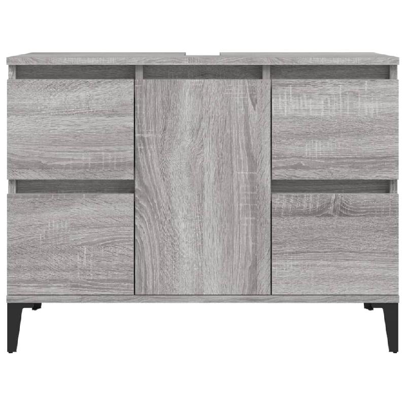MEUBLE D\'ÉVIER SOUS LAVABO SALLE DE BAIN 80 X 33 X 60 CM BOIS D\'INGÉNIERIE GRIS 02_0006849_0