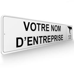 Panneau de signalisation pour parking Personnalisable société  + logo droite  -  48 x 10 cm DECOHO - blanc 3701563934982_0