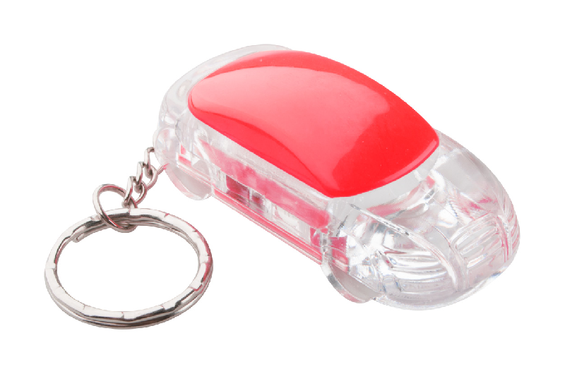 Porte-clés en forme de voiture - plastique avec lampe LED blanche - couleur rouge_0