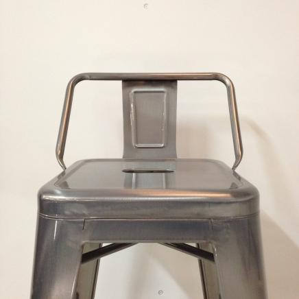 Tabouret de bar en metal factory avec dossier - brushed steel - h.Assise 61cm_0