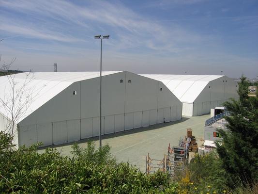 Tente de stockage fermée polygonal / structure fixe en aluminium / couverture unie en pvc_0